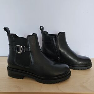 Josef Seibel Black Leather Ankle Boots Size 8